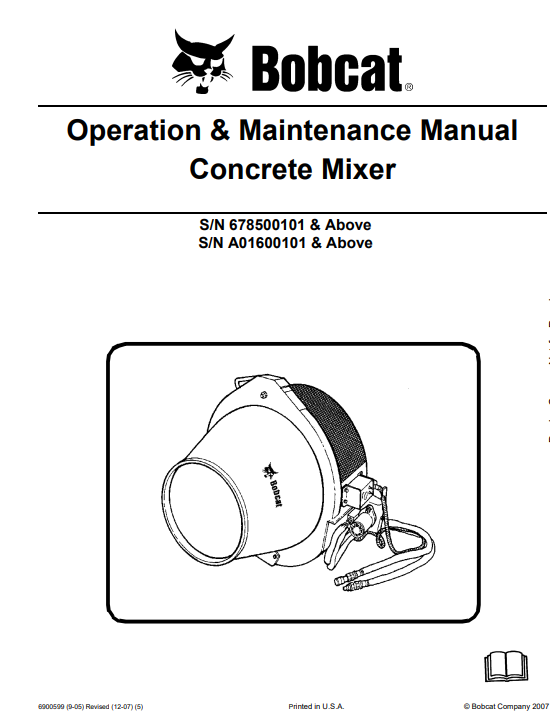 Bobcat Concrete Mixer Operation & Maintenance Manual