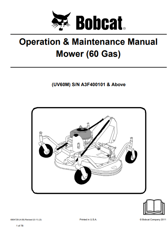 Bobcat Mower UV60M Operation & Maintenance Manual