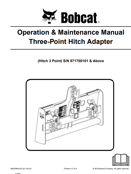 Bobcat ThreePoint Hitch Adapter Operation & Maintenance Manual