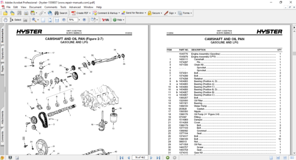 Hyster S70-100XM, S80-100XMBCS, S120XMS, S100XMPRS (F004) Forklift Parts Manual - Image 4