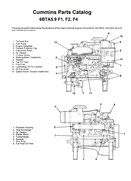 Cummins Parts Catalog 6BTA 5.9 F1, F2, F4 Engines