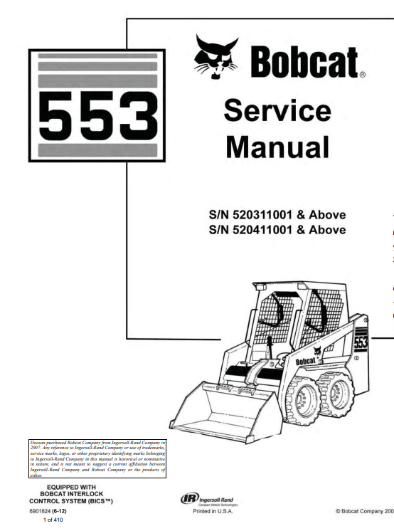 Bobcat 553 Skid Steer Service Repair Manual | PDF MANUAL DOWNLOAD