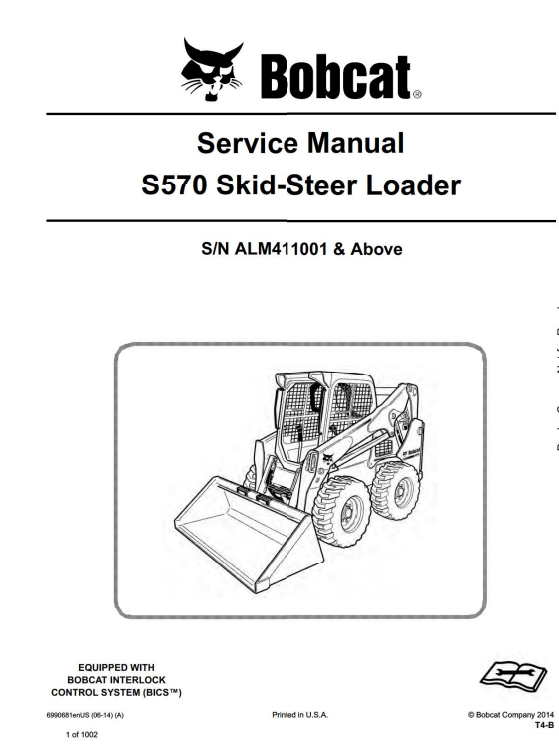 Bobcat S570 Skidsteer Service Repair Manual