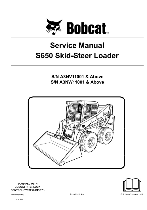 Bobcat S650 SkidSteer Loader Service Repair Manual