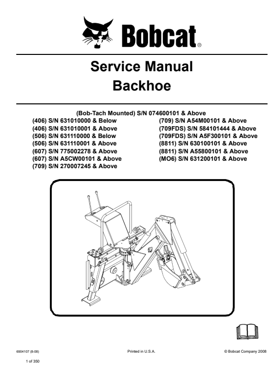 Bobcat Bob Tach Mounted Service Repair Manual