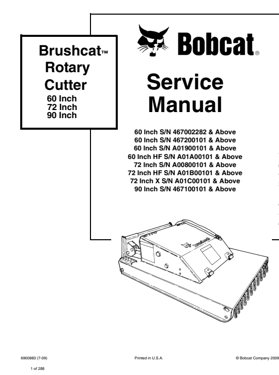 Bobcat Brushcat Service Repair Manual