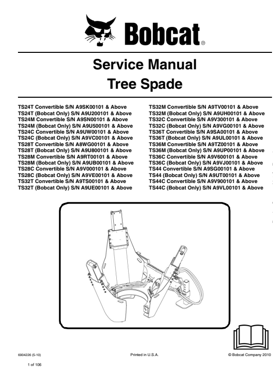 Bobcat Tree Spade Service Repair Manual
