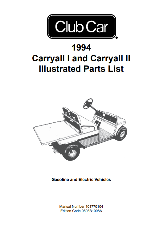 Club Car 1994 Carryall I And Carryall II Utility Vehicle Illustrated