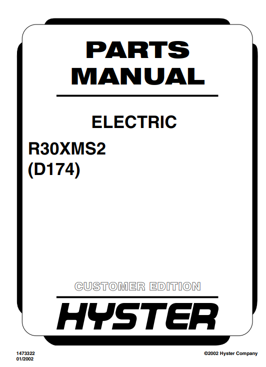 hyster-r30xms2-d174-electric-forklift-parts-manual