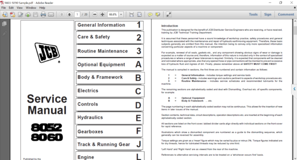 JCB 8052 Mini Excavator Service Repair Manual - Image 2