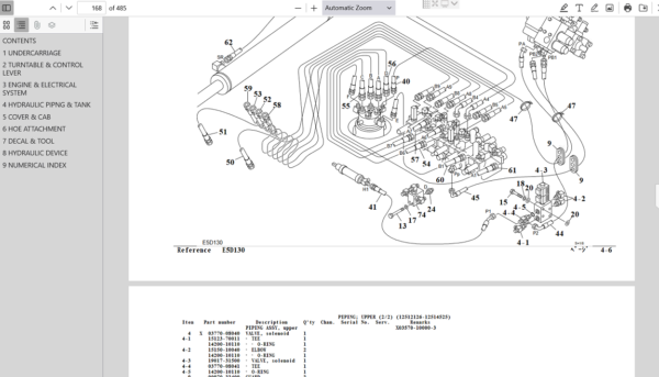 Manual for Takeuchi TB125 excavator parts, featuring specifications and diagrams for efficient maintenance and repair tasks
