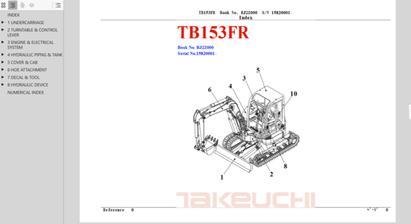 Takeuchi TB153FR Excavator Parts Manual - Image 2