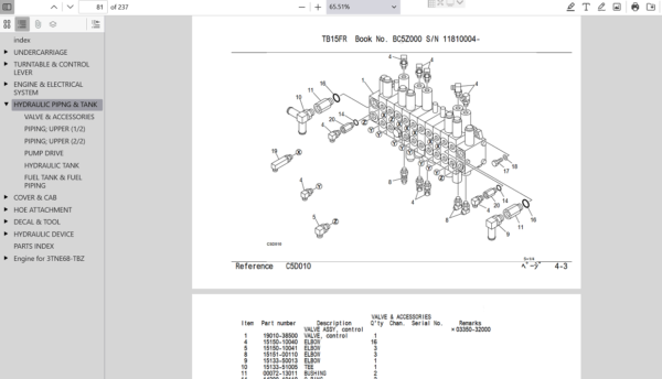 Comprehensive parts manual for the Takeuchi TB15FR excavator, providing essential information for repairs and maintenance