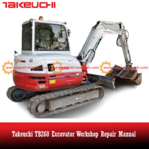 A workshop manual cover for the Takeuchi TB260 mini excavator