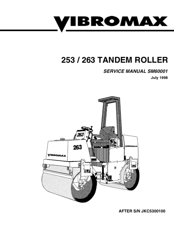 Repair manual for JCB Vibromax 253 Roller, outlining service procedures and maintenance tips for effective operation