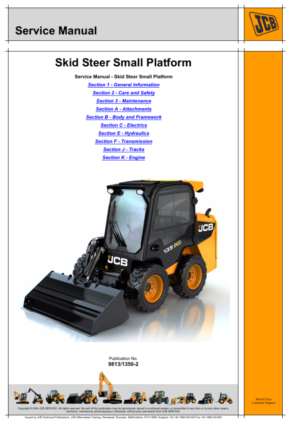 Service repair manual for JCB 150 Skid Steer Loader, detailing maintenance and troubleshooting procedures