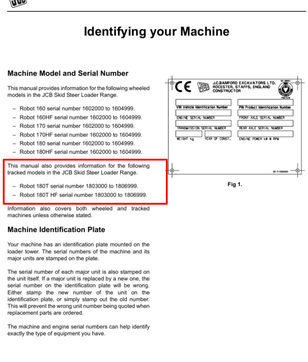 JCB Robot 180T Skid Steer Loader service manual, offering critical insights for effective repair and maintenance practices