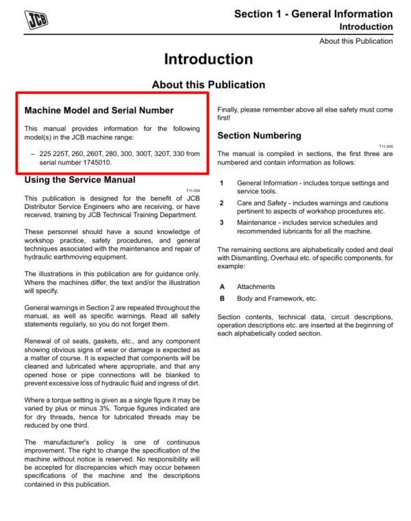 Detailed service repair manual for the JCB 280 Skid Steer, outlining necessary maintenance and repair techniques