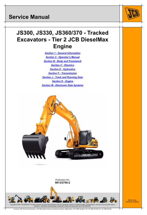 Comprehensive service manual for JCB JS360 excavator, covering repair guidelines and maintenance tips