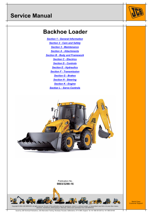 Service Repair Manual for JCB 3C Backhoe Loader, providing essential maintenance instructions and troubleshooting