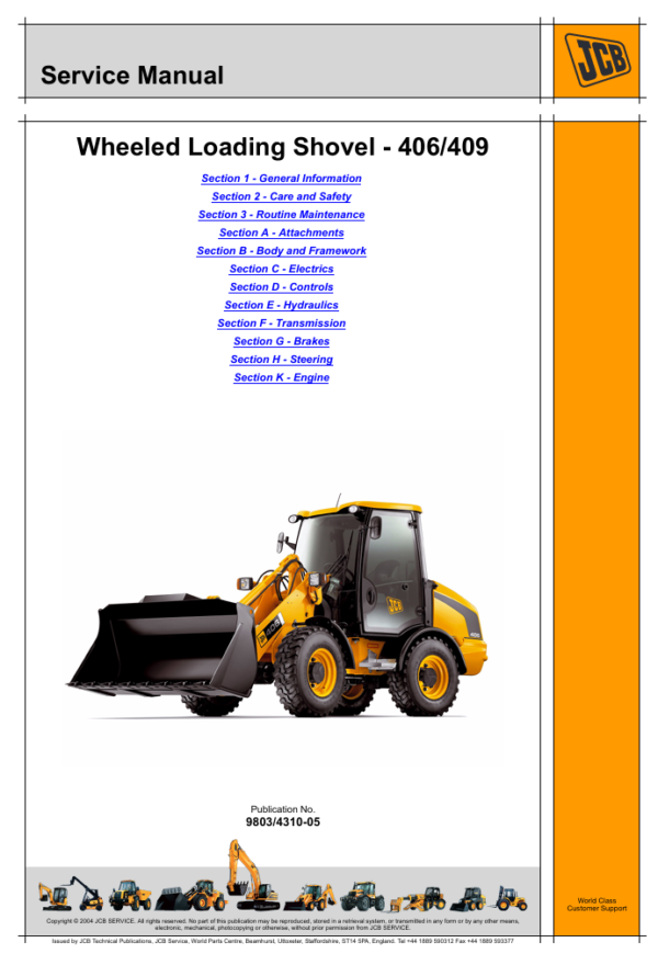 JCB 406 Wheel Loader Service Repair Manual, detailing essential maintenance and repair information