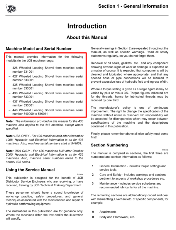 CB 446 Wheeled Loader Service Repair Manual, providing comprehensive instructions for servicing and maintaining