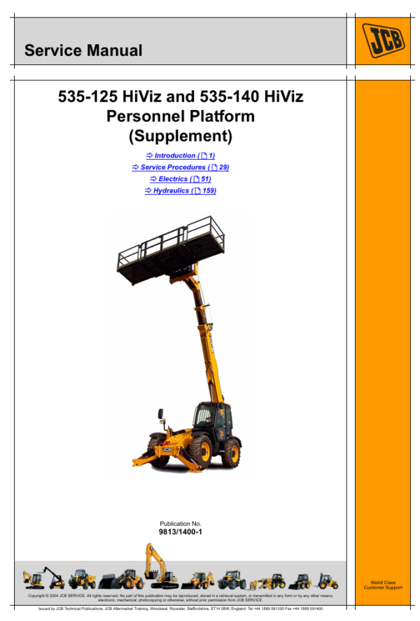 Service Repair Manual for JCB 535-140 HiViz with Manplatform, showcasing essential maintenance guidelines and diagrams