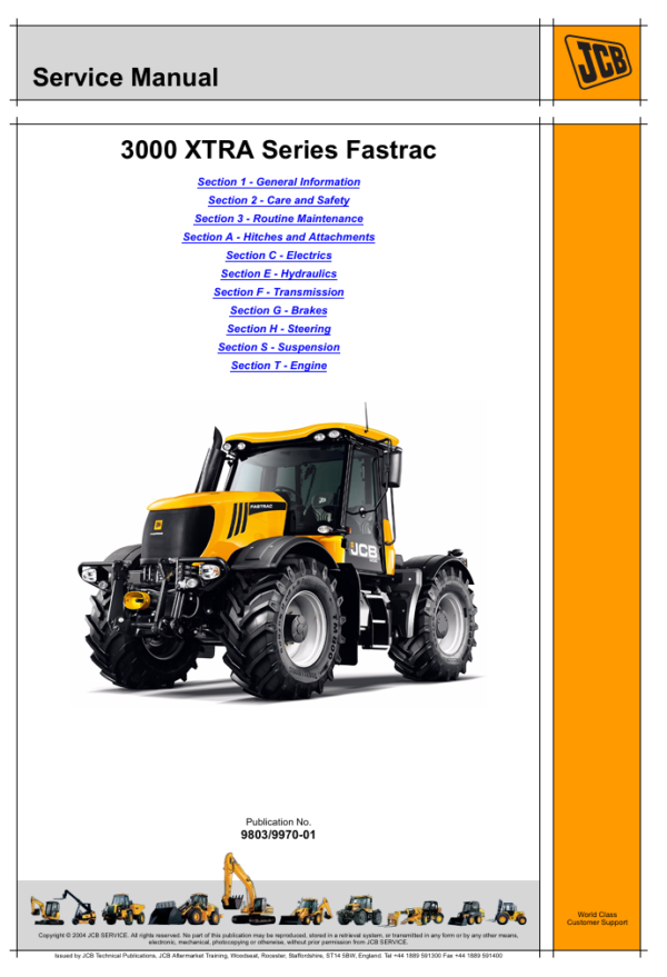 JCB 3000 XTRA Series Fastrac Service Repair Manual, featuring comprehensive repair instructions and maintenance tips