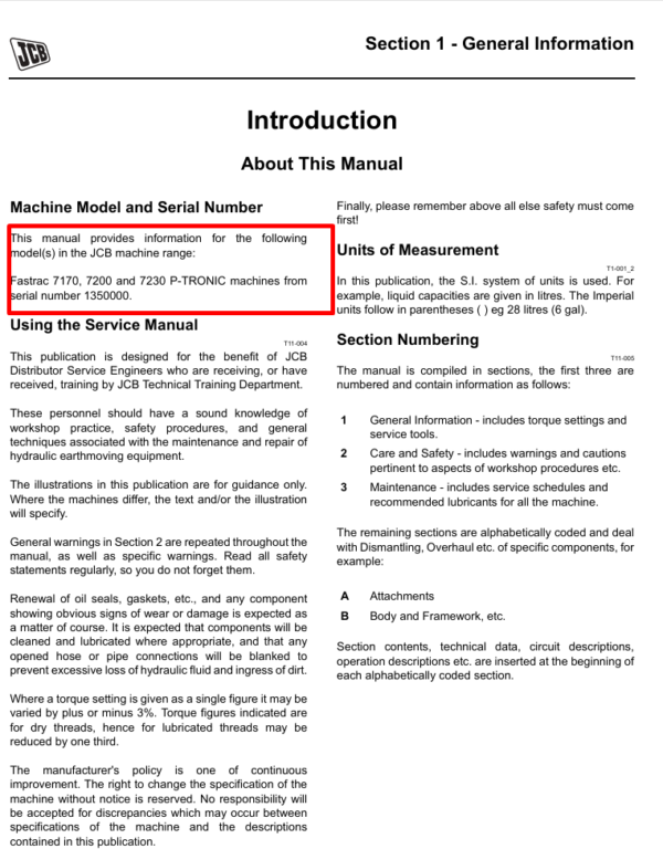 Detailed service repair manual for JCB 7000 Series Fastrac, focusing on maintenance procedures and repair