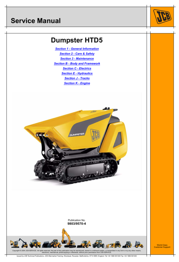 JCB HTD5 Dumpster Service Repair Manual, showcasing essential repair guidelines and technical illustrations