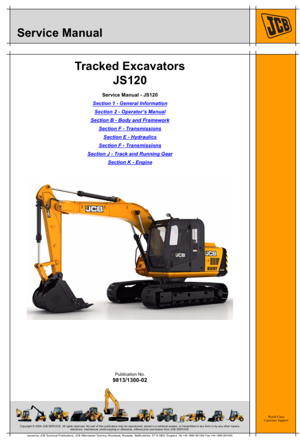 JCB JS120 Excavator Service Repair Manual featuring comprehensive guidelines for effective maintenance and repair