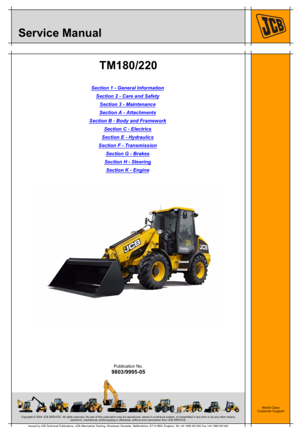 Detailed JCB TM220 Wheel Loader Service Repair Manual highlighting key service procedures and maintenance tips