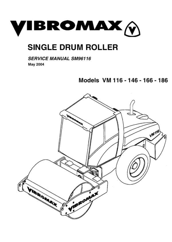 Comprehensive repair manual for Vibromax VM116 roller, providing essential service guidelines and maintenance