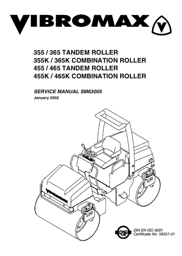 Comprehensive service manual for JCB Vibromax 355k Roller, providing essential repair and maintenance guidelines