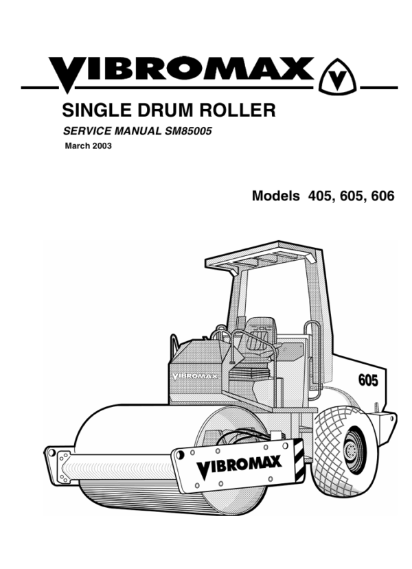 Service repair manual for JCB Vibromax 405 Roller, detailing maintenance and repair procedures for optimal performance