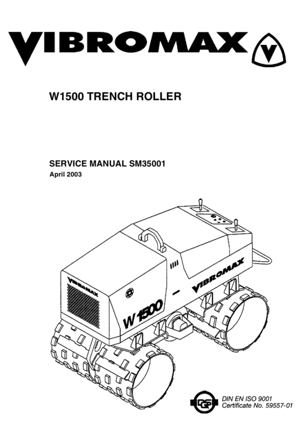 Detailed service and repair manual for Vibromax W1500 roller, ensuring proper maintenance and operational efficiency