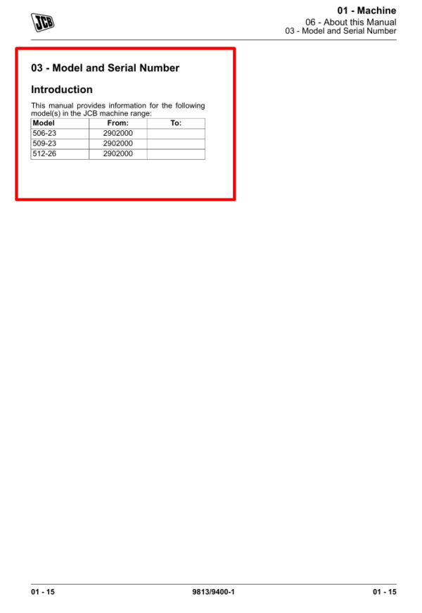 JCB 506-23 Loadall Service Repair Manual - Image 3