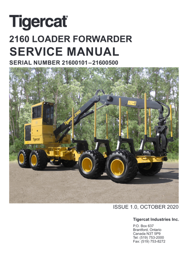 Detailed repair manual for the Tigercat 2160 Loader Forwarder, including service procedures and maintenance information