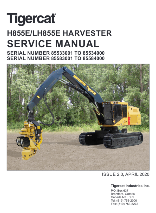 Detailed repair manual for the Tigercat H855E Harvester, focusing on service procedures and maintenance practices