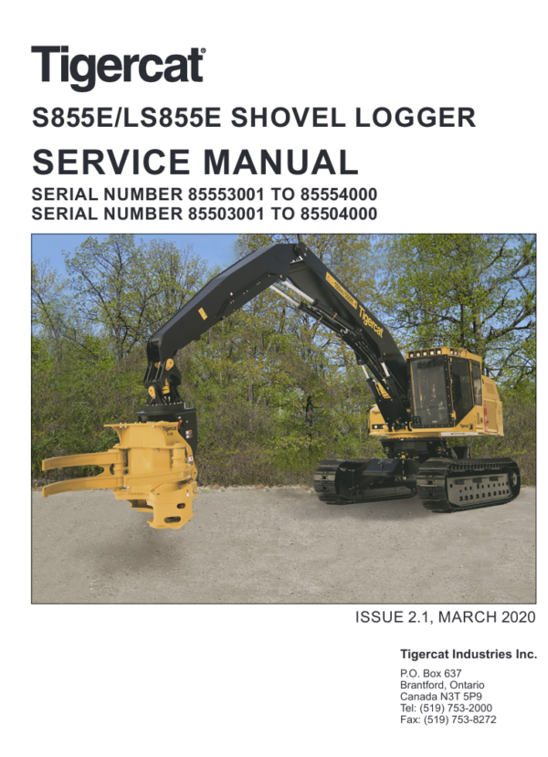 Detailed repair manual for the Tigercat LS855E Shovel Logger, including service procedures and maintenance tips