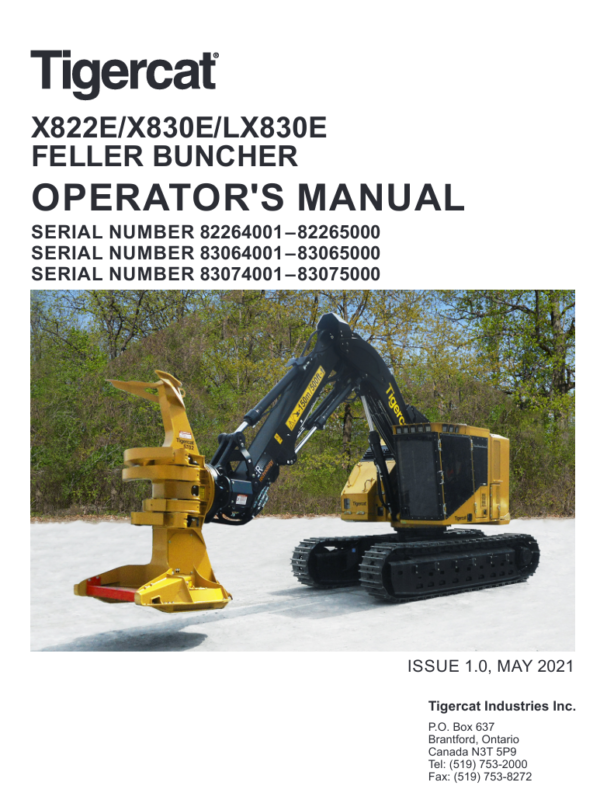 Detailed repair manual for the Tigercat X830E Feller Buncher, focusing on service procedures and maintenance