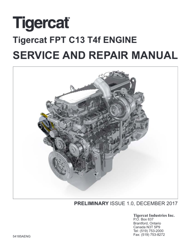 Comprehensive service manual for the Tigercat FPT C13 T4f engine, covering repair and maintenance guidelines