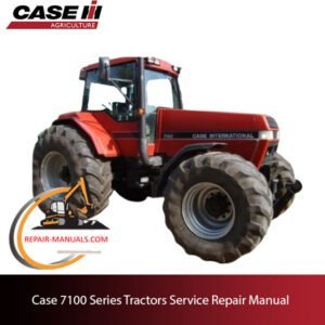 Cover of the service repair manual for Case 7100 series tractors, highlighting repair procedures and technical specifications