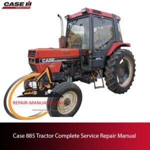 Case 885 Tractor Service Repair Manual cover displaying the tractor and essential repair information