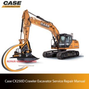 Service Repair Manual for Case CX250D Crawler Excavator, showcasing detailed diagrams and maintenance instructions