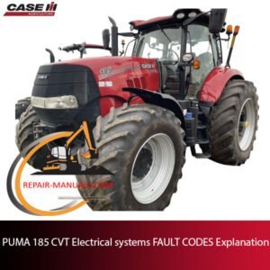 Diagram of PUMA 185 CVT electrical systems with explanations of various fault codes and their meanings
