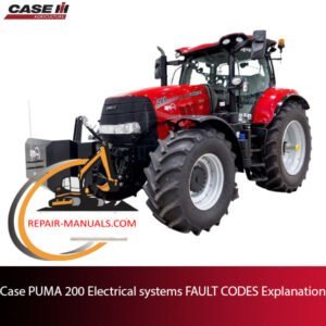 Diagram of PUMA 200 electrical systems showing fault codes and their explanations for troubleshooting