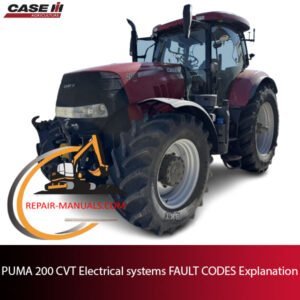 Diagram of PUMA 200 CVT electrical systems with explanations of various fault codes and their meanings