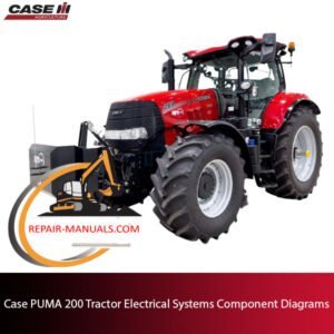 Diagrams of electrical systems components for the Case PUMA 200 tractor, detailing connections and configurations