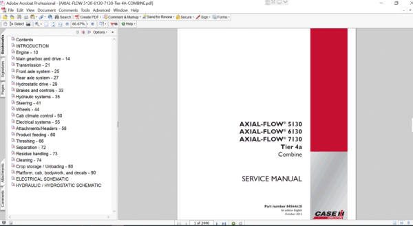 Service repair manual for Case 5130 combine, displaying maintenance tips and repair techniques for optimal machine performance